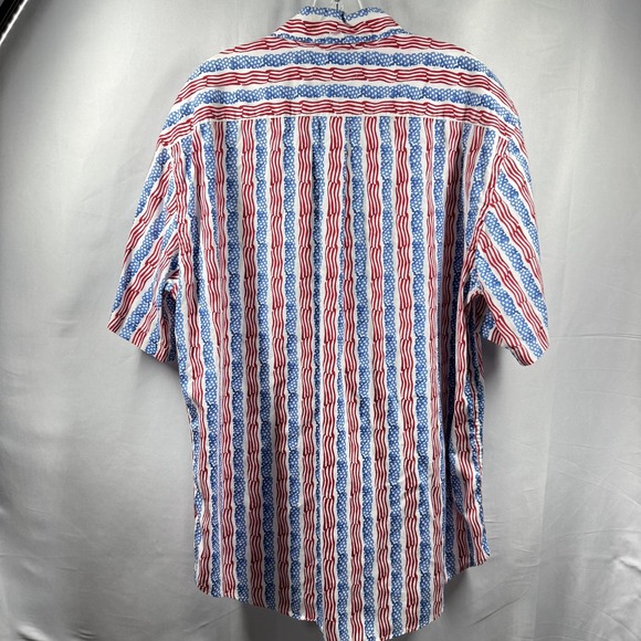Tommy Hilfiger Shirt Mens Large Red White Blue USA Flag Stars‎ Stripes Button Up - Picture 2 of 10